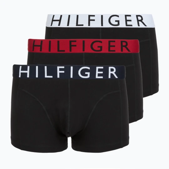 Zdjęcie produktu Bokserki Tommy Hilfiger Trunk WB 3 pary medium red / tommy hilfiger white / desert sky Czarny