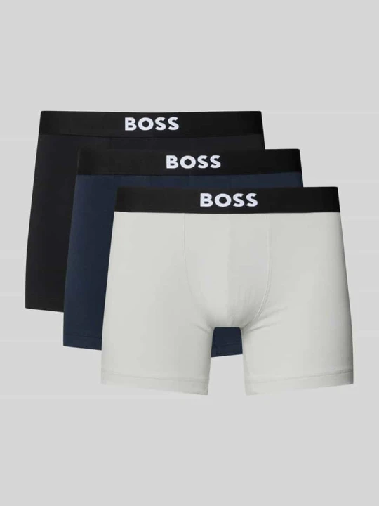 Zdjęcie produktu Bokserki typu brief z mieszanki bawełny w 3‑pakiecie Boss Średnioszary