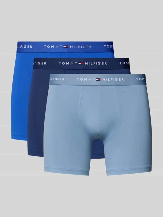 Zdjęcie produktu Bokserki z elastycznym pasem z intarsjami z logo, 3-pak Tommy Hilfiger Królewski niebieski