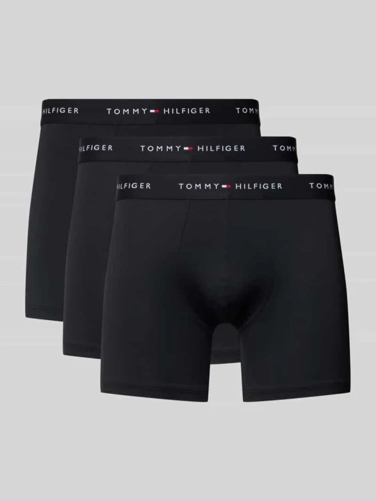 Zdjęcie produktu Bokserki z elastycznym pasem z intarsjami z logo, 3-pak Tommy Hilfiger Czarny