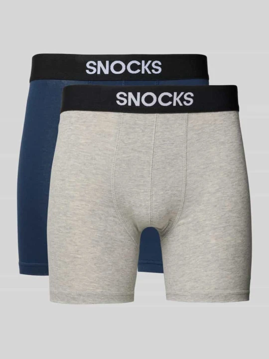Zdjęcie produktu Bokserki z elastycznym pasem z logo Snocks Ciemnoniebieski