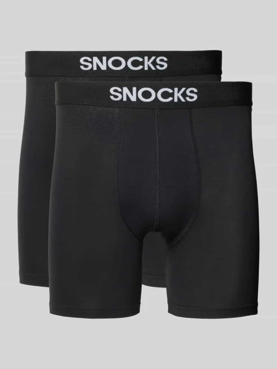 Zdjęcie produktu Bokserki z elastycznym pasem z logo Snocks Czarny