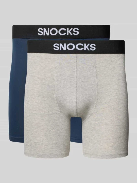Zdjęcie produktu Bokserki z elastycznym pasem z logo Snocks Ciemnoniebieski