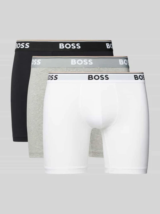 Zdjęcie produktu Bokserki z elastycznym paskiem z logo w zestaw 3 szt. Boss Złamany biały