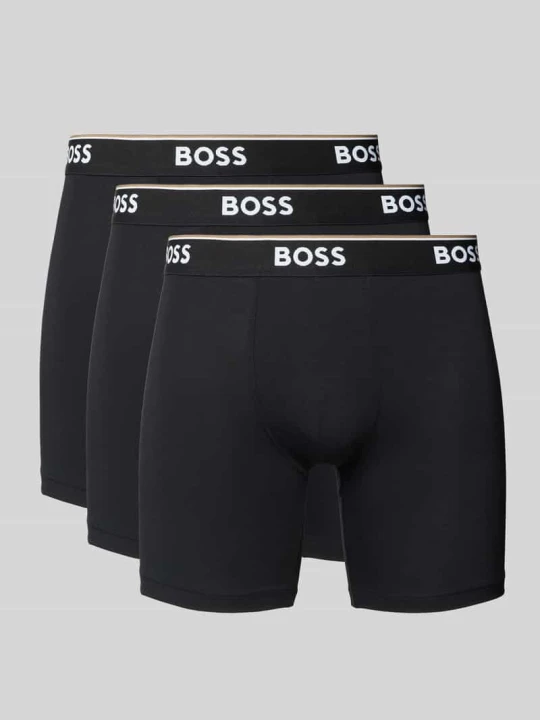 Zdjęcie produktu Bokserki z elastycznym paskiem z logo w zestawie 3 szt. Boss Czarny