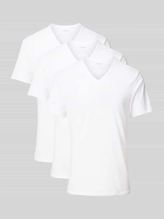 Zdjęcie produktu T-shirt z elastycznym paskiem z logo w zestawie 3 szt. Calvin Klein Biały