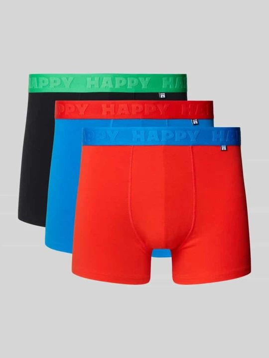 Zdjęcie produktu Bokserki z elastycznym paskiem z logo w zestawie 3 szt. Happy Socks Czerwony