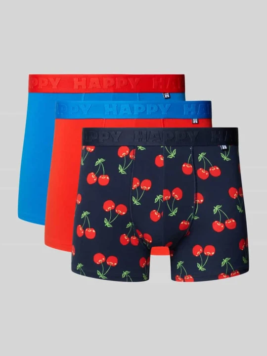 Zdjęcie produktu Bokserki z elastycznym paskiem z logo w zestawie 3 szt. Happy Socks Granatowy