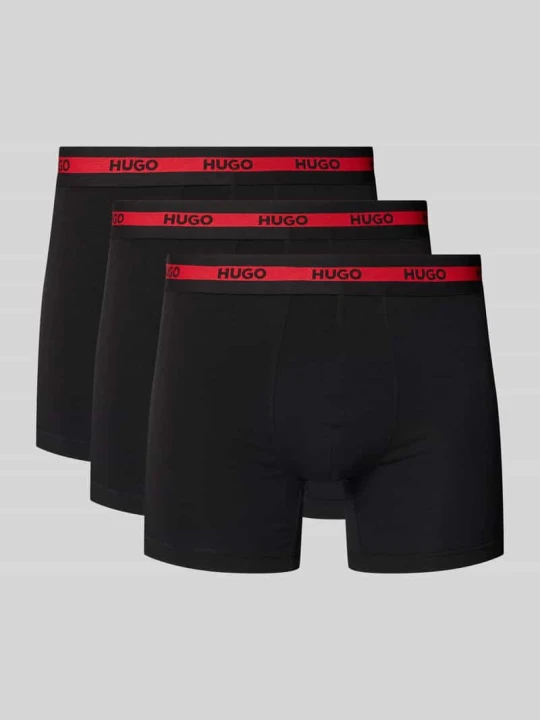 Zdjęcie produktu Bokserki z elastycznym paskiem z logo w zestawie 3 szt. Hugo Czarny
