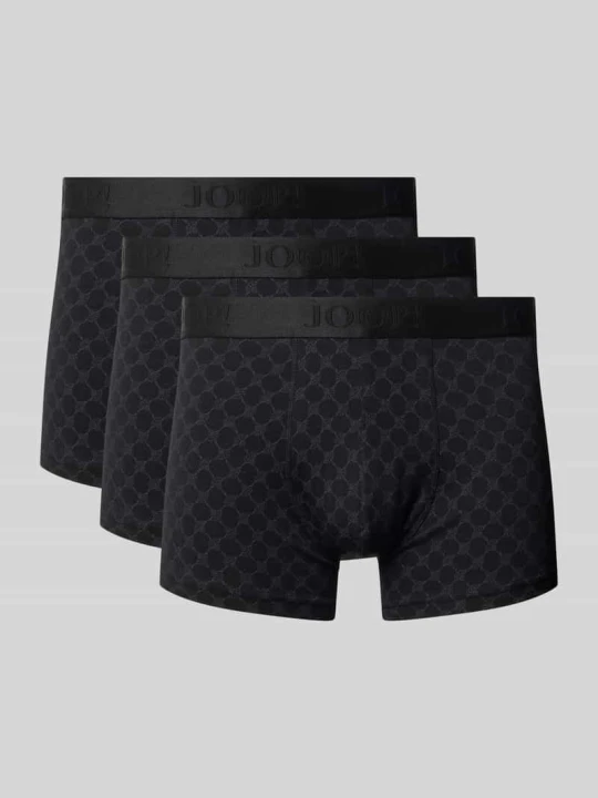 Zdjęcie produktu Bokserki męskie JOOP! Collection; Mieszanka bawełny i elastanu; Dopasowany krój; Zestaw 3 szt.; Elastyczny pas z logo Metaliczny czarny