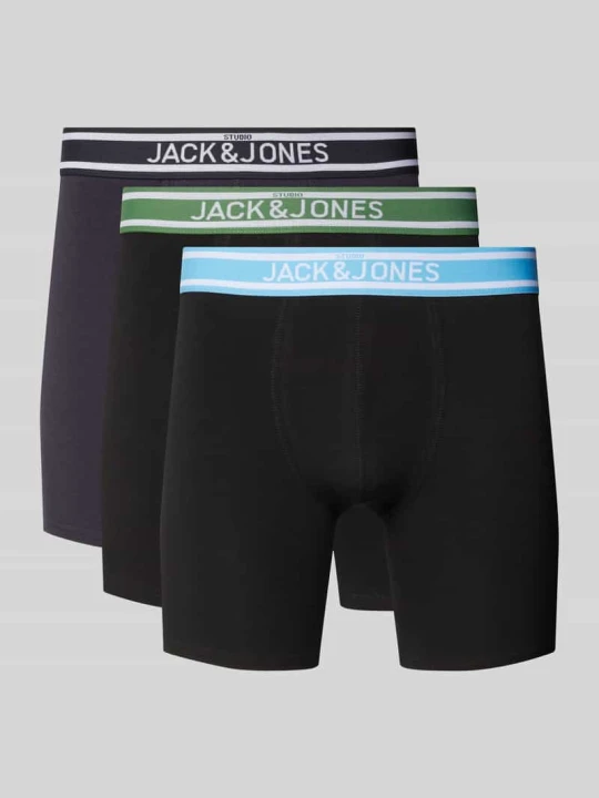Zdjęcie produktu Bokserki z elastycznym paskiem z logo w zestawie 3 szt. model ‘TEDDY’ Jack&Jones Czarny