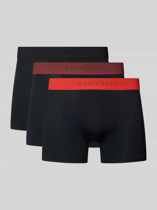 Zdjęcie produktu Bokserki z elastycznym paskiem z logo w zestawie 3 szt. Schiesser Czarny