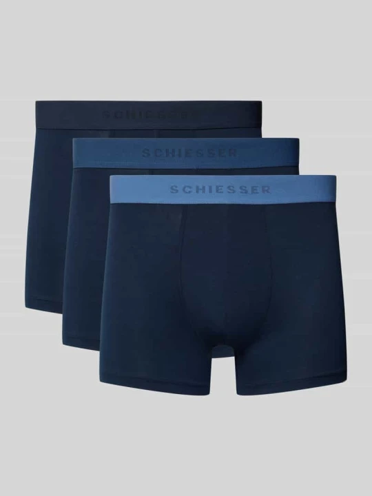 Zdjęcie produktu Bokserki z elastycznym paskiem z logo w zestawie 3 szt. Schiesser Granatowy