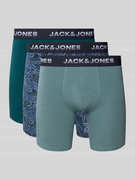 Zdjęcie produktu Bokserki z wyhaftowanym logo w zestawie 3 szt. model ‘Maxwell’ Jack&Jones Butelkowy zielony