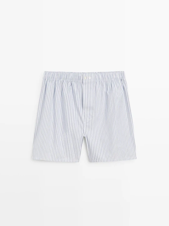 Zdjęcie produktu Bokserki Ze 100% Bawełny W Paski - Biały - Massimo Dutti - Male
