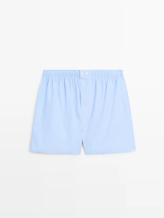 Zdjęcie produktu Bokserki Ze 100% Bawełny W Paski - Błękitny - Massimo Dutti - Male