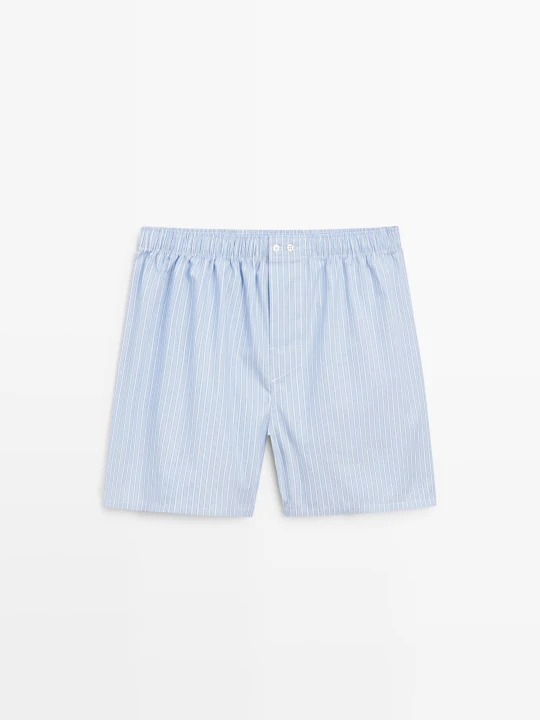 Zdjęcie produktu Bokserki Ze 100% Bawełny W Paski - Błękitny - Massimo Dutti - Male
