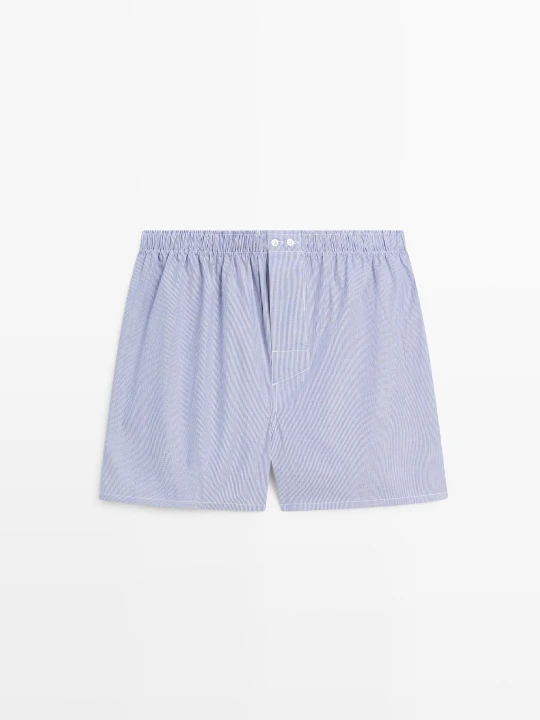 Zdjęcie produktu Bokserki Ze 100% Bawełny W Paski - Granatowy - Massimo Dutti - Male