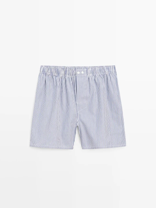 Zdjęcie produktu Bokserki Ze 100% Bawełny W Paski - Granatowy - Massimo Dutti - Male