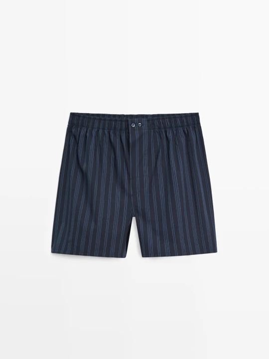 Zdjęcie produktu Bokserki Ze 100% Bawełny W Paski - Granatowy - Massimo Dutti - Male