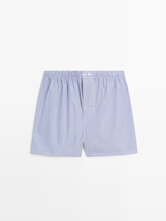 Zdjęcie produktu Bokserki Ze 100% Bawełny W Paski - Granatowy - - Massimo Dutti - Mężczyzna