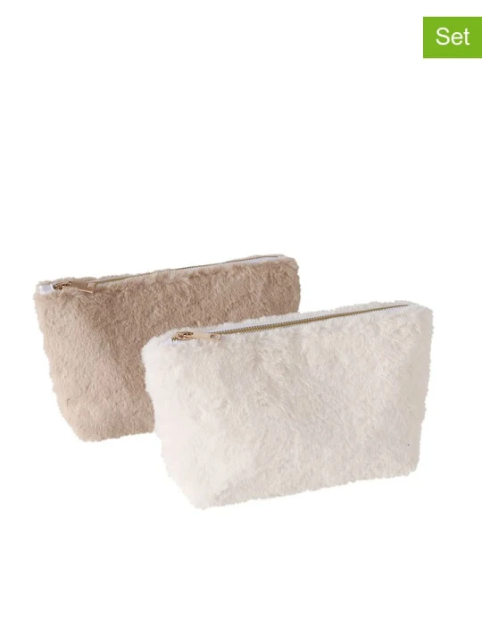 Zdjęcie produktu Boltze Kosmetyczki (2 szt.) "Furry" w kolorze kremowo-beżowym - 26, 7 x 16, 4 cm rozmiar: onesize