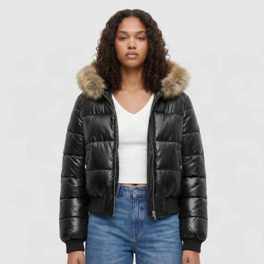 Zdjęcie produktu Bomber Fake Fur Hooded Jacket Urban Classics czarny