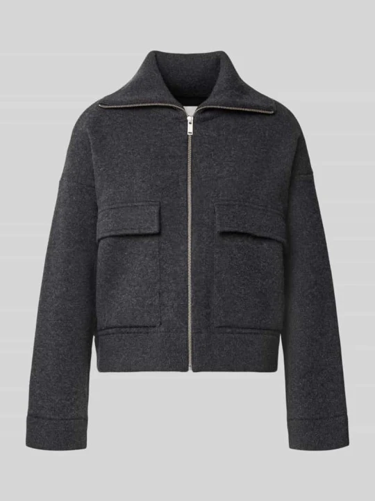 Zdjęcie produktu Bomberka oversized z mieszanki bawełny model 'COTTON-WOOL KNIT' ARMEDANGELS Antracytowy