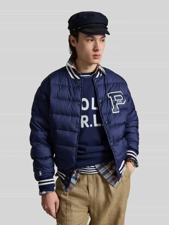 Zdjęcie produktu bomberka w kroju regular fit z detal z logo Polo Ralph Lauren Granatowy