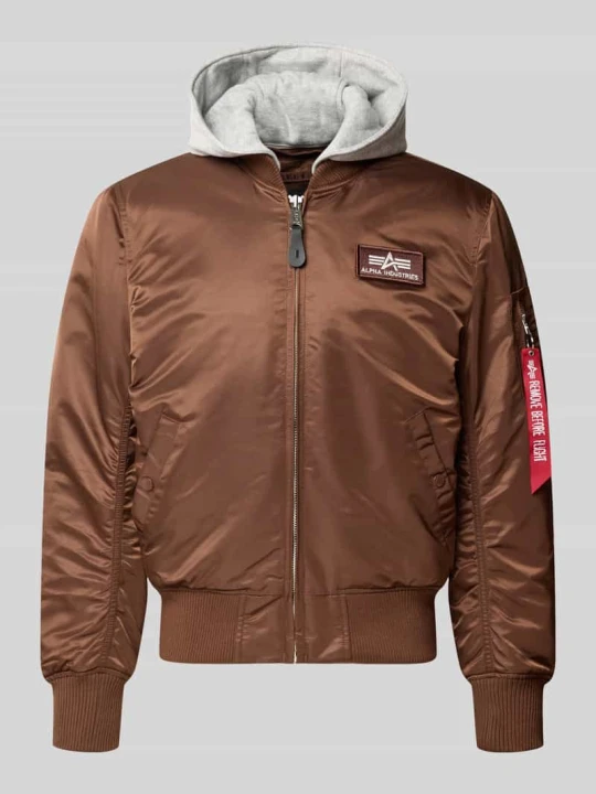 Zdjęcie produktu bomberka w kroju regular fit z kapturem Alpha Industries Jasnobrązowy