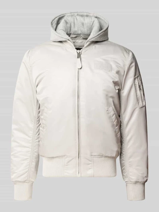 Zdjęcie produktu bomberka w kroju regular fit z kapturem Alpha Industries Jasnoszary