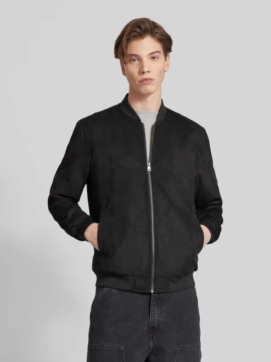 Zdjęcie produktu Kurtka bluzonowa o kroju regular fit ze skórzanym efektem Model 'LUCAS' Only & Sons Czarny