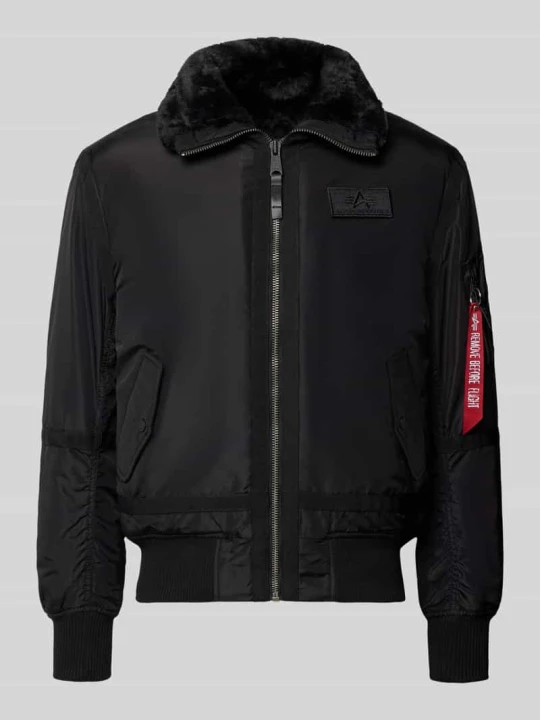 Zdjęcie produktu Bomberka z naszywką z logo i kołnierzykiem typu kent Alpha Industries Czarny