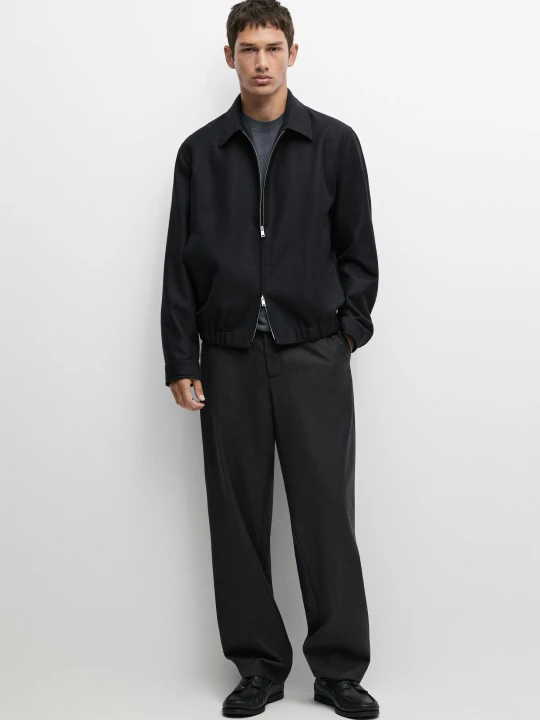 Zdjęcie produktu Bomberka Ze 100% Wełny Total Look - Granatowy - Massimo Dutti - Male