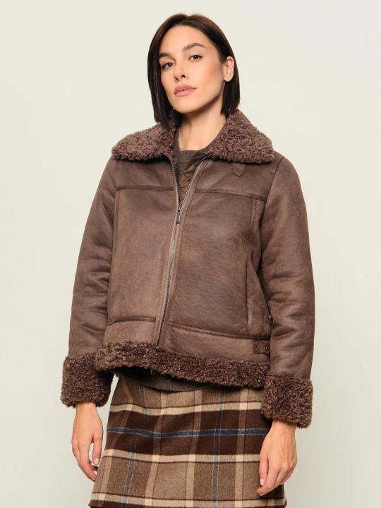 Zdjęcie produktu BOMBOOGIE Kożuch | Regular Fit | shearling brązowy