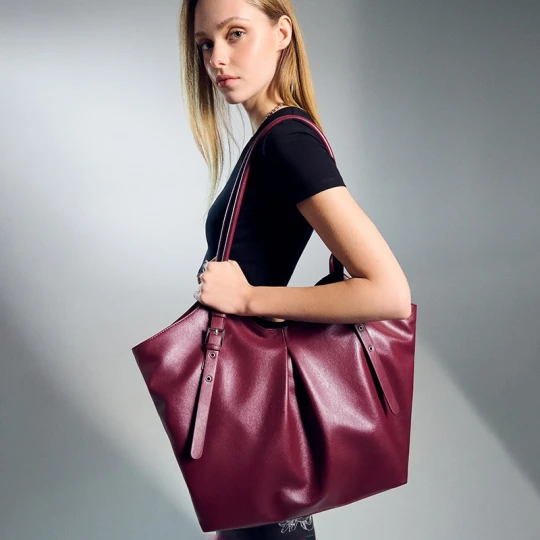Zdjęcie produktu Bordowa torba shopper z klamerkami House