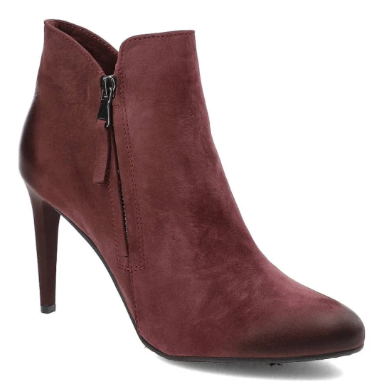 Zdjęcie produktu Botki damskie Carinii, eleganckie na szpilce, bordowe, B3714_-B73-000-PSK-A92