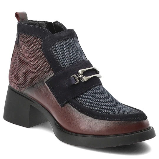 Zdjęcie produktu Bordowe Botki Maciejka Eleganckie Obuwie Damskie Na Obcasie