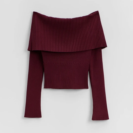Zdjęcie produktu Bordowy sweter off shoulder House
