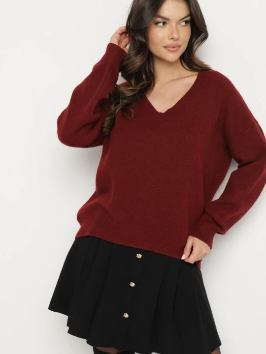 Zdjęcie produktu Bordowy Sweter z Bawełną Oversize Yorate Elsa.m By May