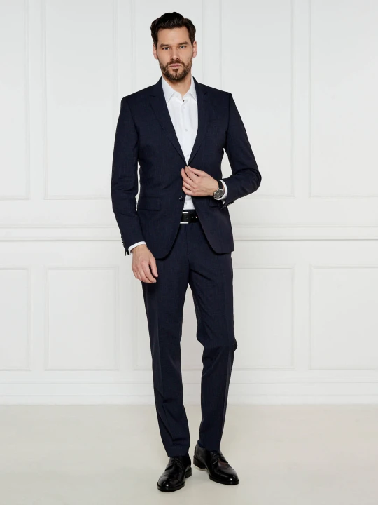 Zdjęcie produktu BOSS BLACK Garnitur H-Huge-2Pcs-224 | Slim Fit | z dodatkiem wełny granatowy