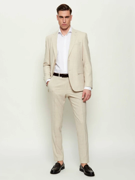 Zdjęcie produktu BOSS BLACK Garnitur H-Huge-2Pcs-253 | Slim Fit | z dodatkiem wełny beżowy