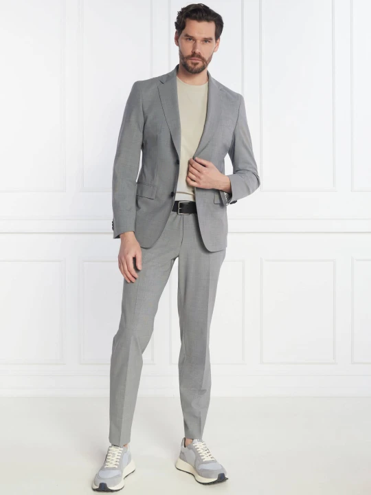 Zdjęcie produktu BOSS BLACK Garnitur P-Huge-2Pcs-242 | Slim Fit | z dodatkiem wełny szary