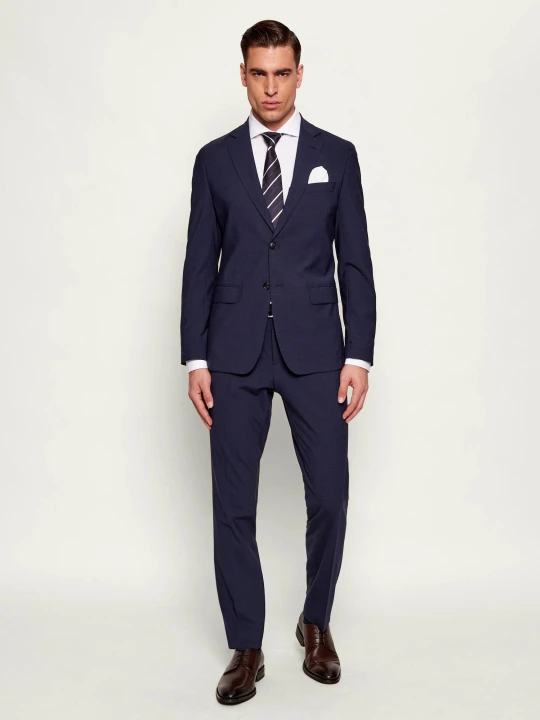 Zdjęcie produktu BOSS BLACK Garnitur P-Huge-2Pcs-WG-253 | Slim Fit | z dodatkiem wełny granatowy