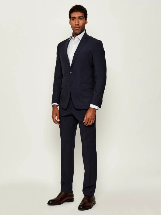 Zdjęcie produktu BOSS BLACK Garnitur P-Huge-2Pcs-WG-253 | Slim Fit | z dodatkiem wełny granatowy