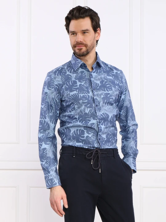 Zdjęcie produktu BOSS BLACK Koszula C-HAL-kent-C1-223 | Casual fit | z dodatkiem lnu niebieski
