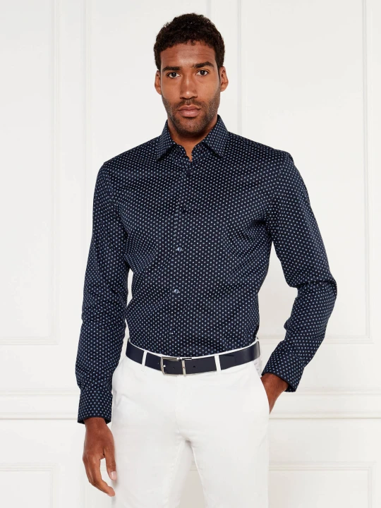 Zdjęcie produktu BOSS BLACK Koszula H-HANK-kent-C1-214 | Slim Fit | stretch granatowy