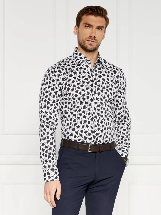 Zdjęcie produktu BOSS BLACK Koszula H-HANK-kent-C1-214 | Slim Fit | stretch granatowy