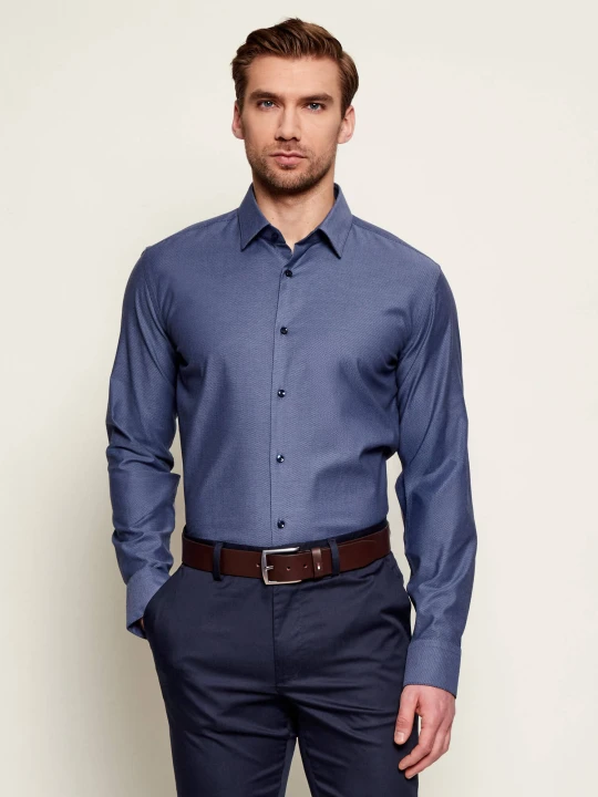 Zdjęcie produktu BOSS BLACK Koszula H-HANK-s-kent-C1-232 | Slim Fit | easy iron granatowy