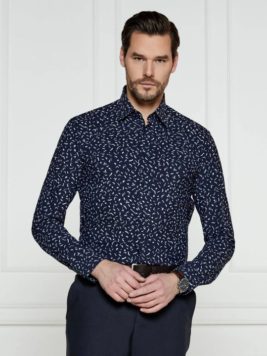 Zdjęcie produktu BOSS BLACK Koszula P-ROAN-kent-C1-233 | Slim Fit | stretch granatowy
